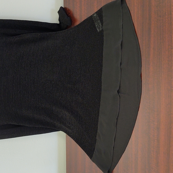 Peter Nygard 3/4 Sleeve Black Mesh Knit Asymmetrical Tunic - Picture 9 of 9